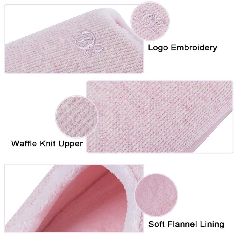 DL Womens Memory Foam Ladies Slippers, Cozy Slip on Ladies House Slippers For Women Indoor Outdoor, Comfy Ladies Bedroom Slippers Warm Soft Flannel Lining Home Slippers Size 5-6 Pink - Image 2